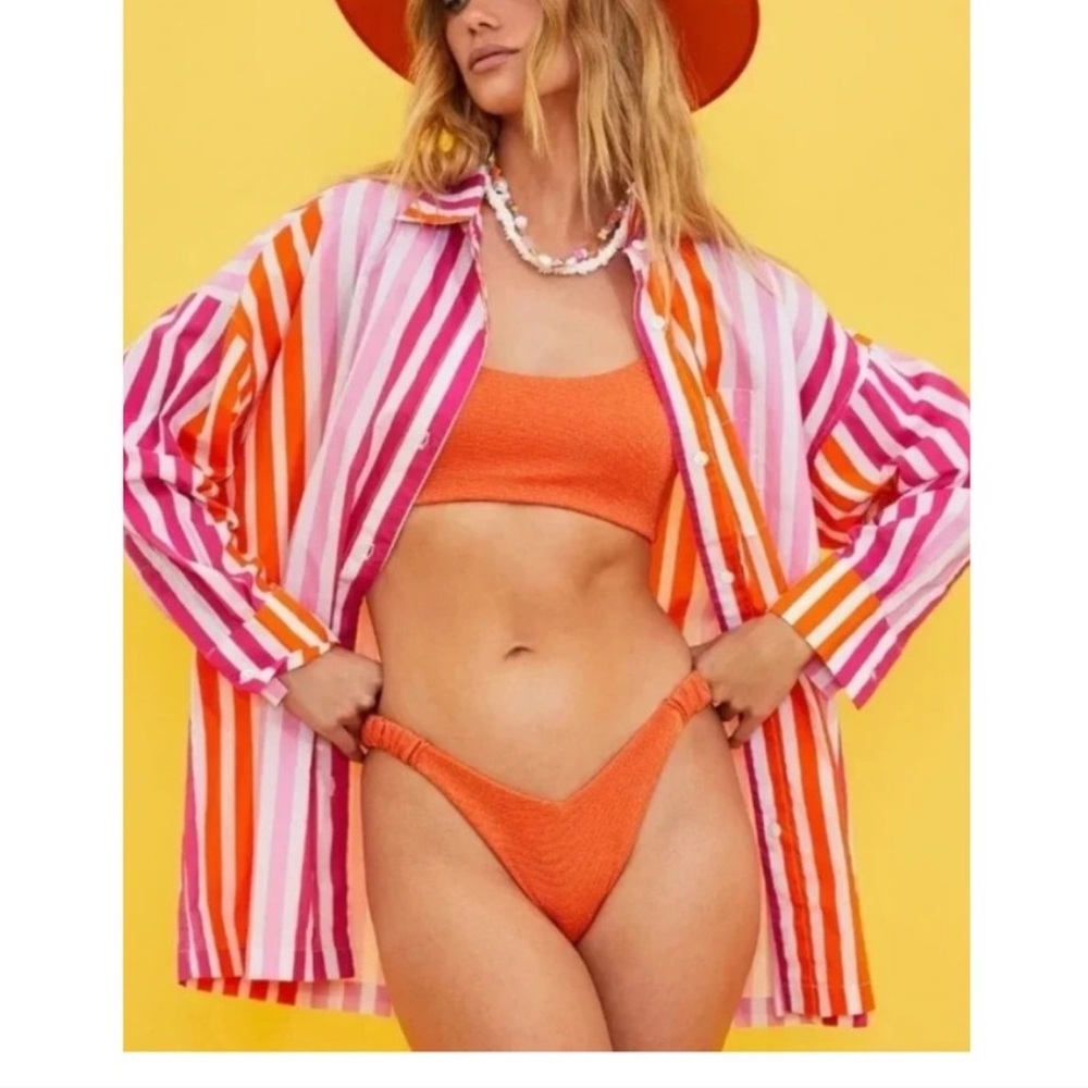 BEACH RIOT Alexa Bikini Set Medium Orange Textured Two Piece Swimsuit Revolve - Picture 5 of 14